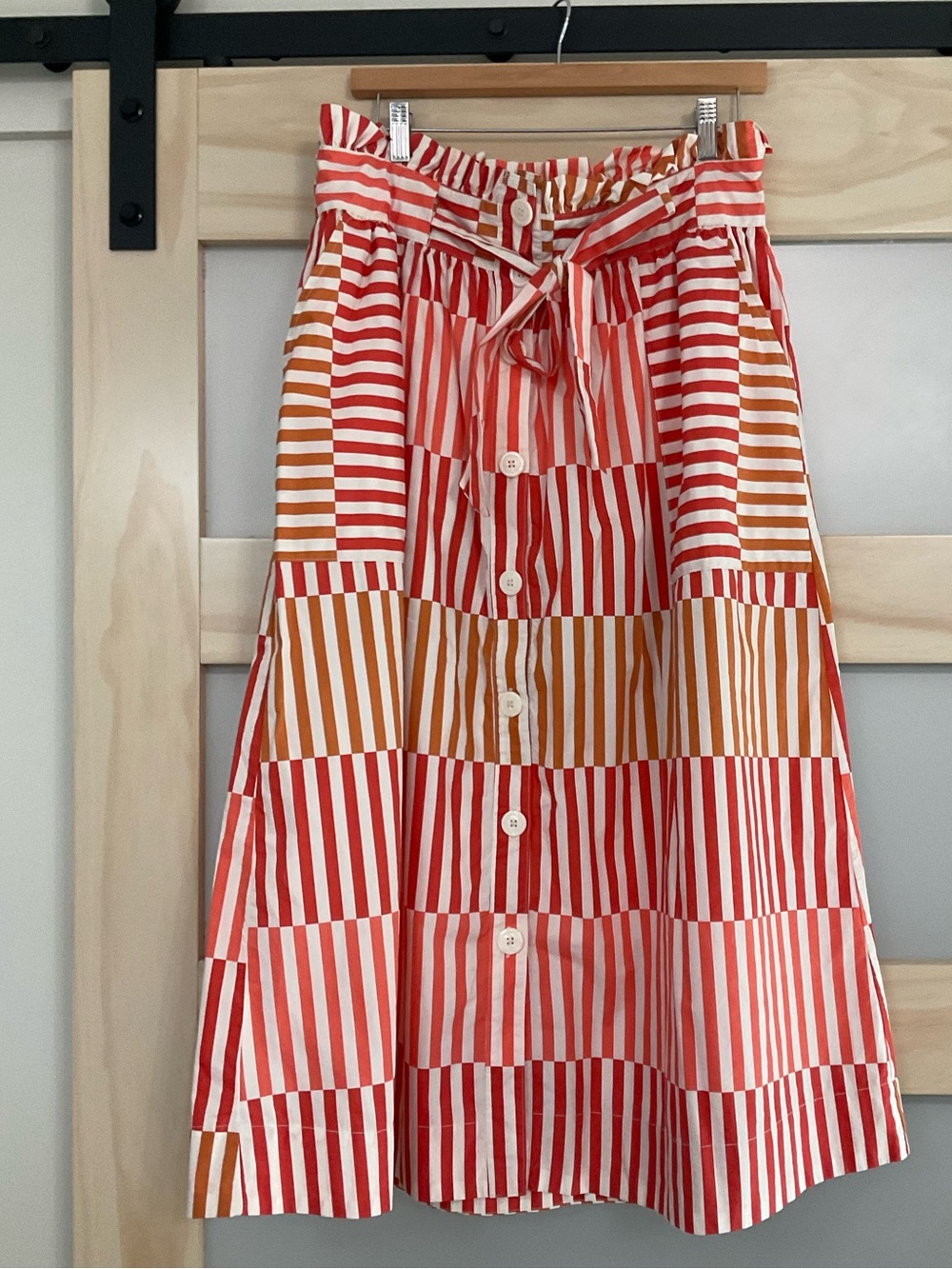 100% Cotton Bold Striped Midi Skirt - Picture 1 of 7